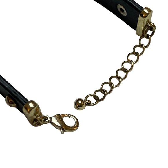 Dark Brown Leather Studded Bracelet with Adjustable Length Clasp Closure - Picture 5 of 10